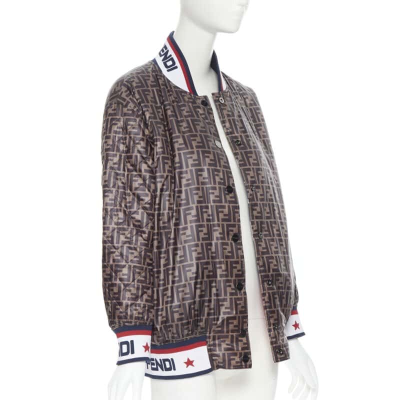 Fendi Colorblocked Silk Bomber White Silk Never worn, with tag - Model View