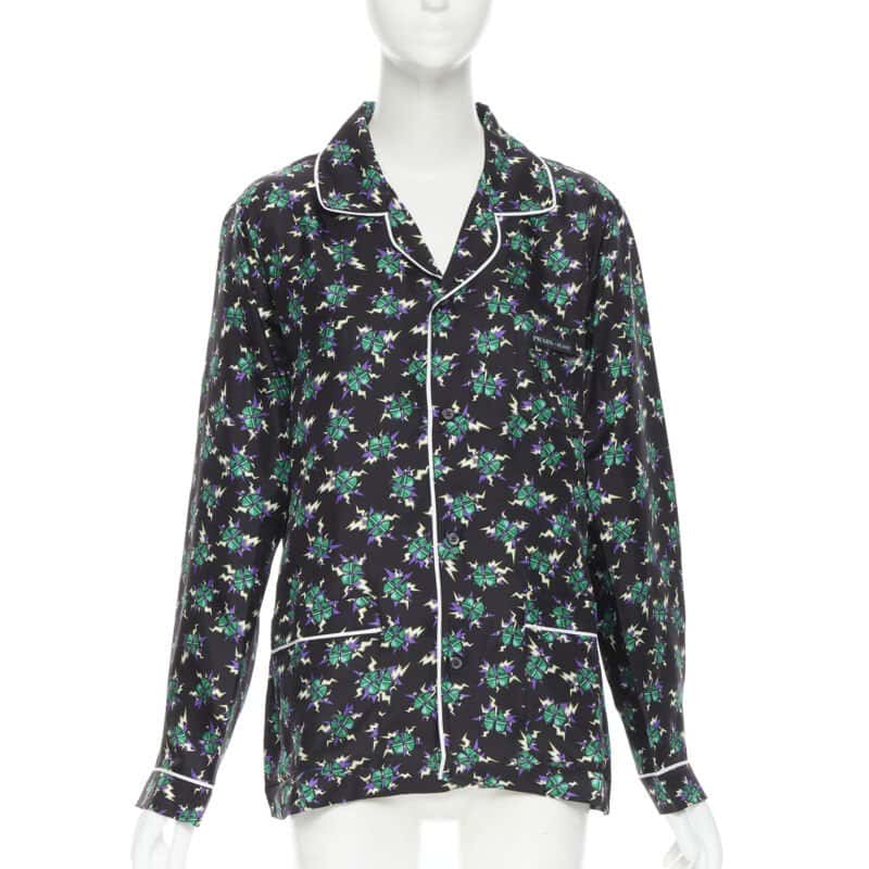 Prada Heart Print Shirt Black Silk Never worn, with tag - Front View