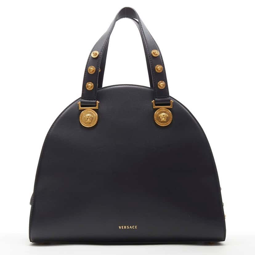 Versace Triloubi Gusset Bag Black Leather Never worn, with tag - Box View