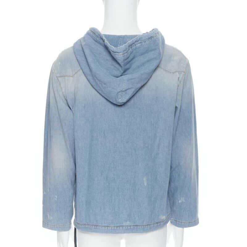 Saint Laurent Destroyed Lace Up Hoodie Blue Never worn - Box View