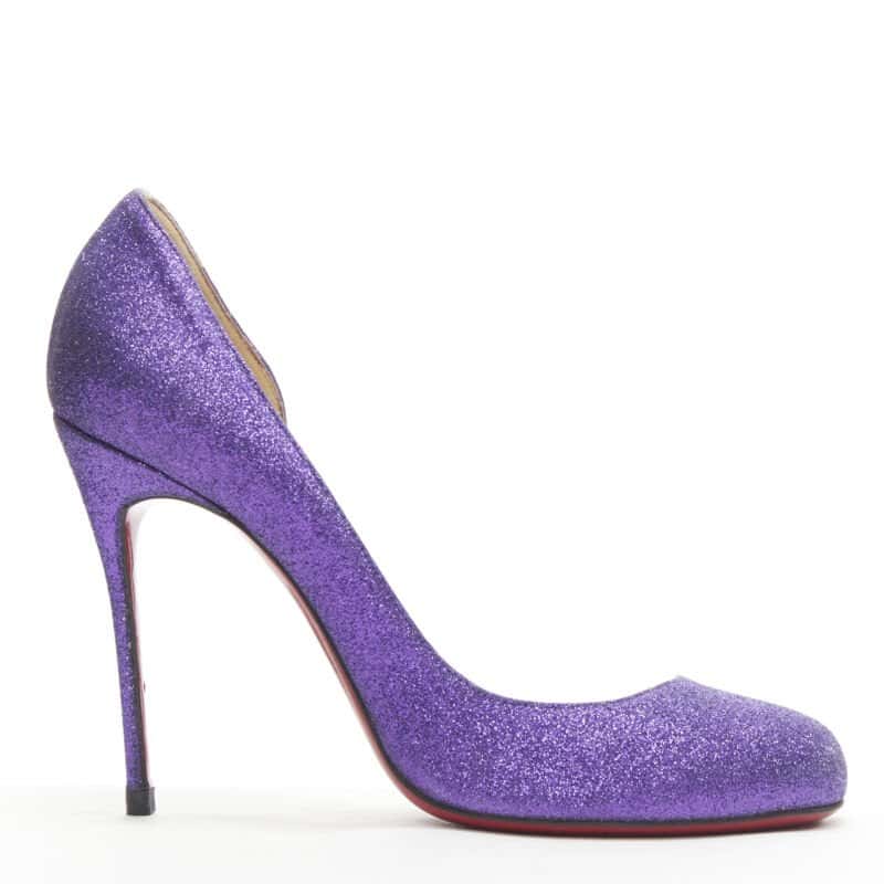Christian Louboutin Glitter D'Orsay Pumps Purple Leather Very good condition - Front View