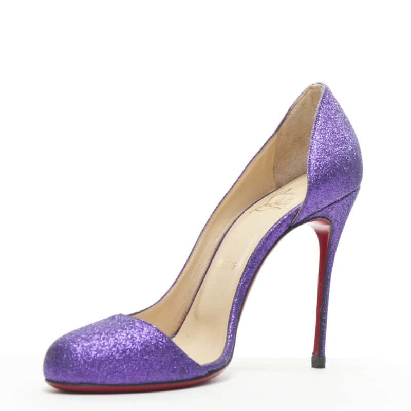 Christian Louboutin Glitter D'Orsay Pumps Purple Leather Very good condition - Inside View