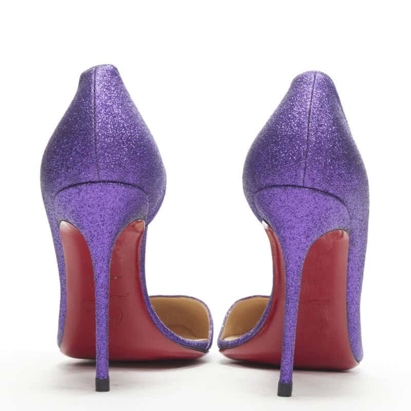 Christian Louboutin Glitter D'Orsay Pumps Purple Leather Very good condition - Box View