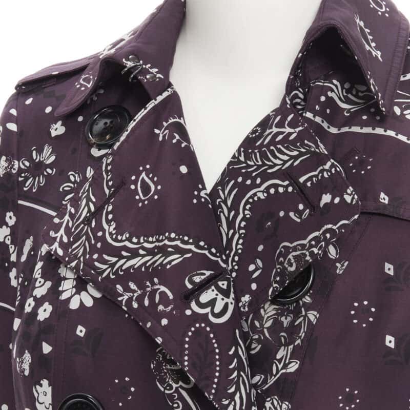 Burberry Purple Paisley Coat Purple Silk Never worn - Back View