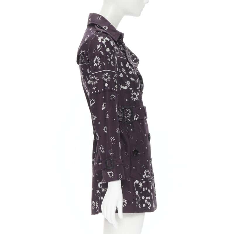 Burberry Purple Paisley Coat Purple Silk Never worn - Box View