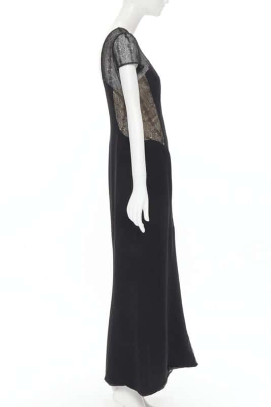 Gianni Versace Web Sheer Gown Black Silk Never worn - Model View