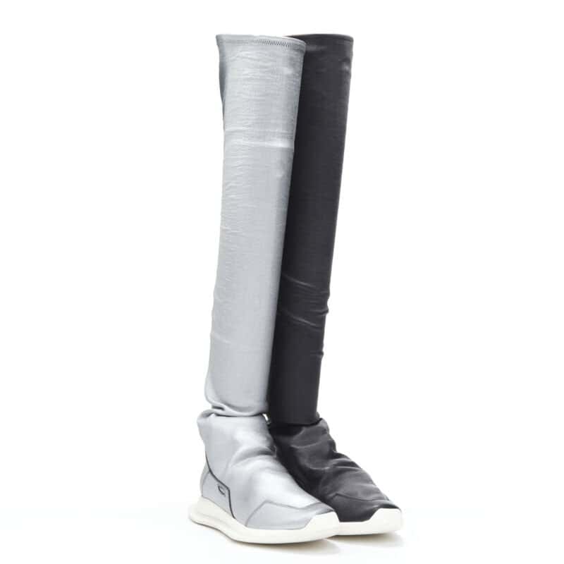 Rick Owens New Runner Stretch Stocking Black Leather Never worn - Front View