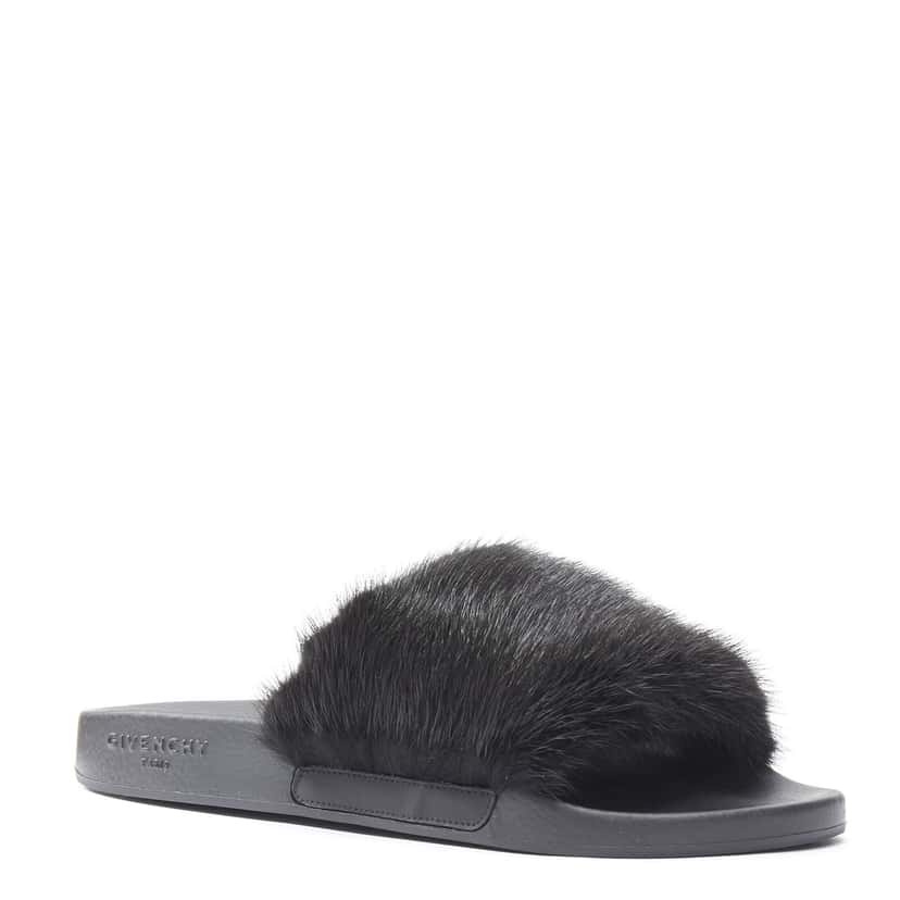 Givenchy Mink Fur Slides Black Fur Never worn - Inside View