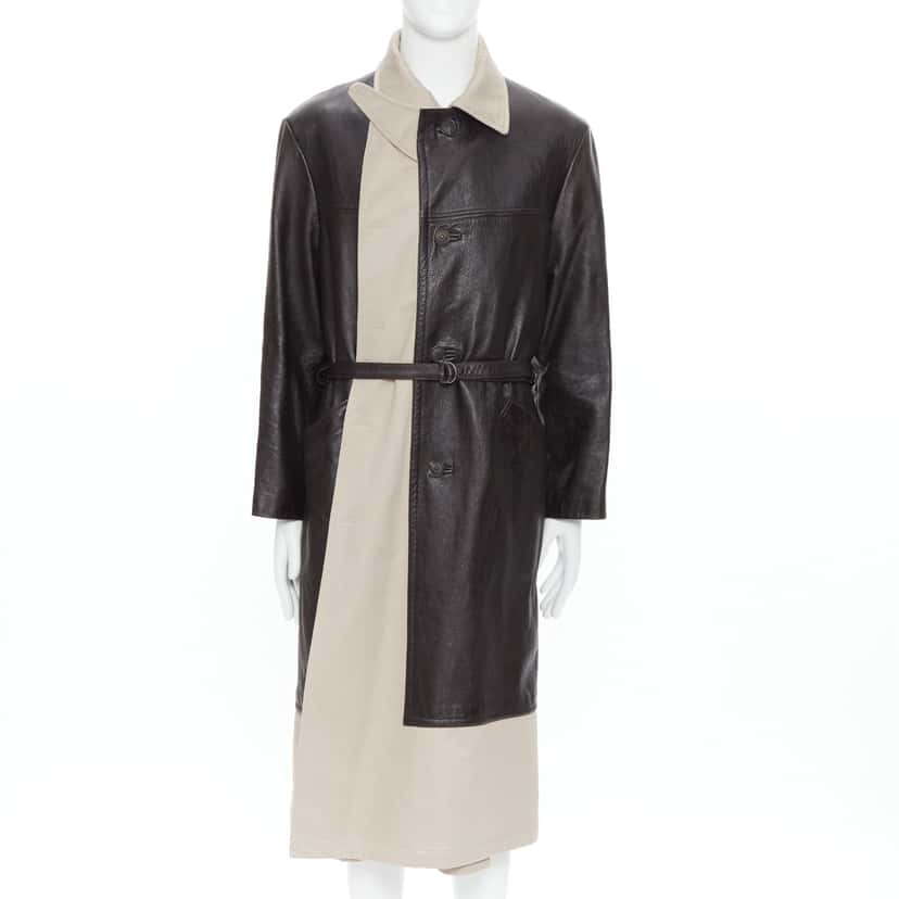 Balenciaga Fake Layering leather trench coat Black Leather Very good condition - Front View