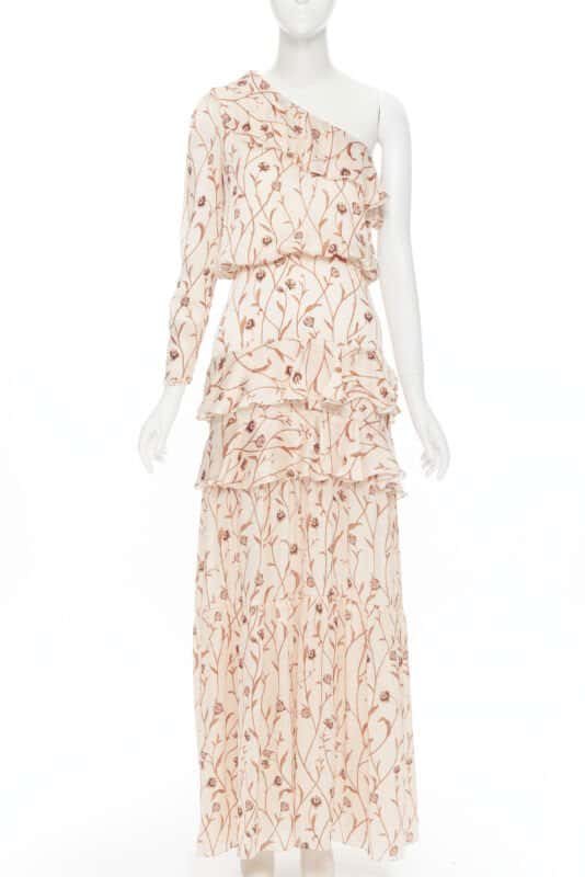 Johanna Ortiz Floral Tier Dress Beige Polyester Never worn - Front View