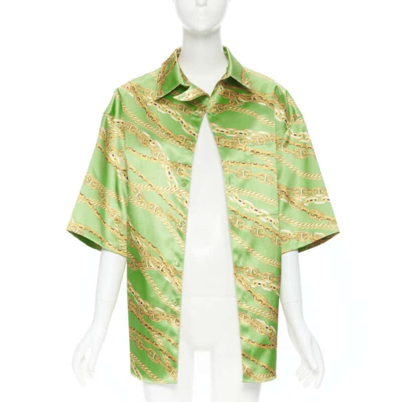 Balenciaga Chain Print Shirt Green Polyester Never worn, with tag - Front View