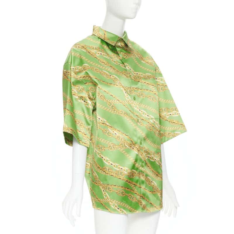 Balenciaga Chain Print Shirt Green Polyester Never worn, with tag - Inside View