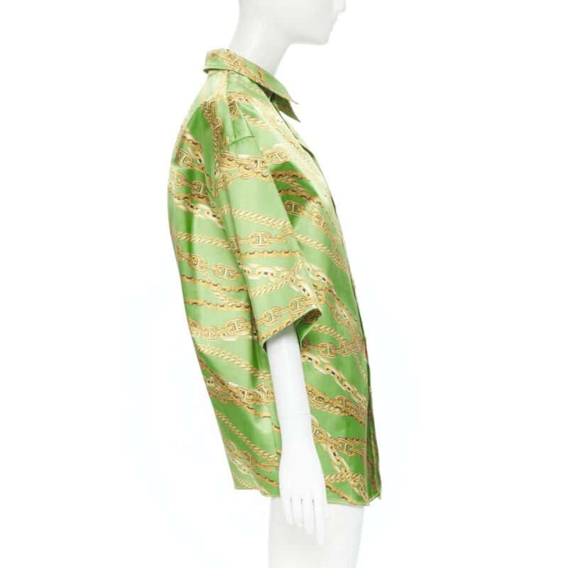 Balenciaga Chain Print Shirt Green Polyester Never worn, with tag - Model View