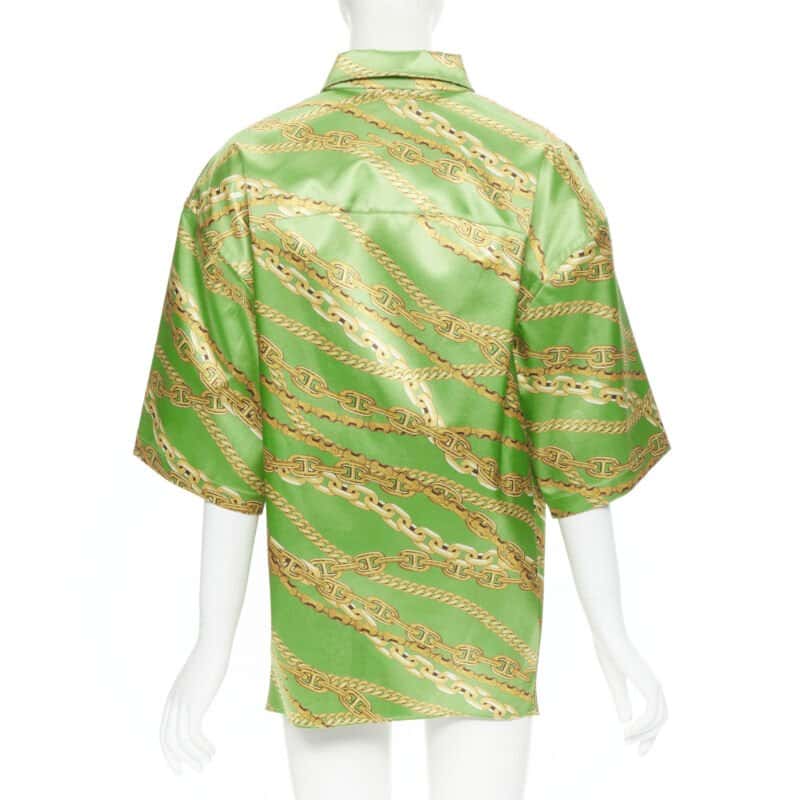 Balenciaga Chain Print Shirt Green Polyester Never worn, with tag - Box View