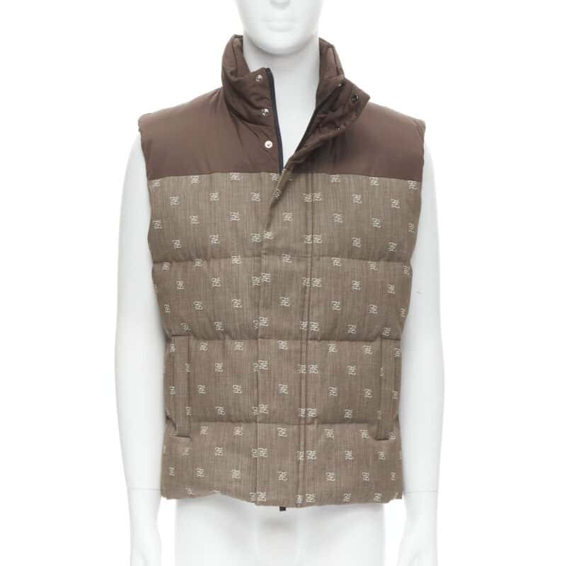 Fendi Zucca Puffer Vest Brown Cotton Never worn, with tag - Front View