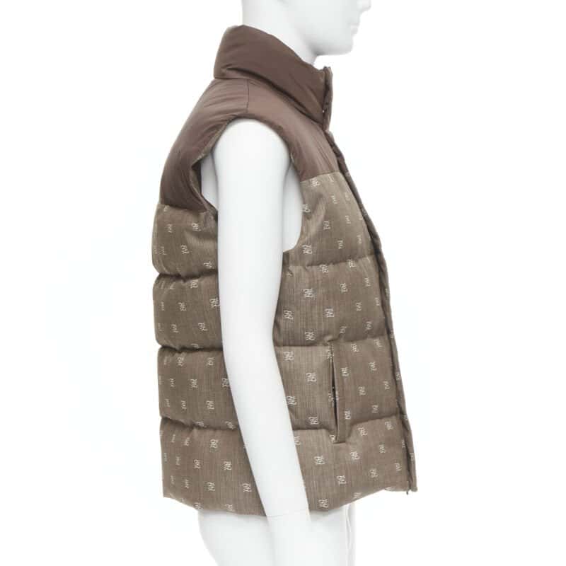 Fendi Zucca Puffer Vest Brown Cotton Never worn, with tag - Model View