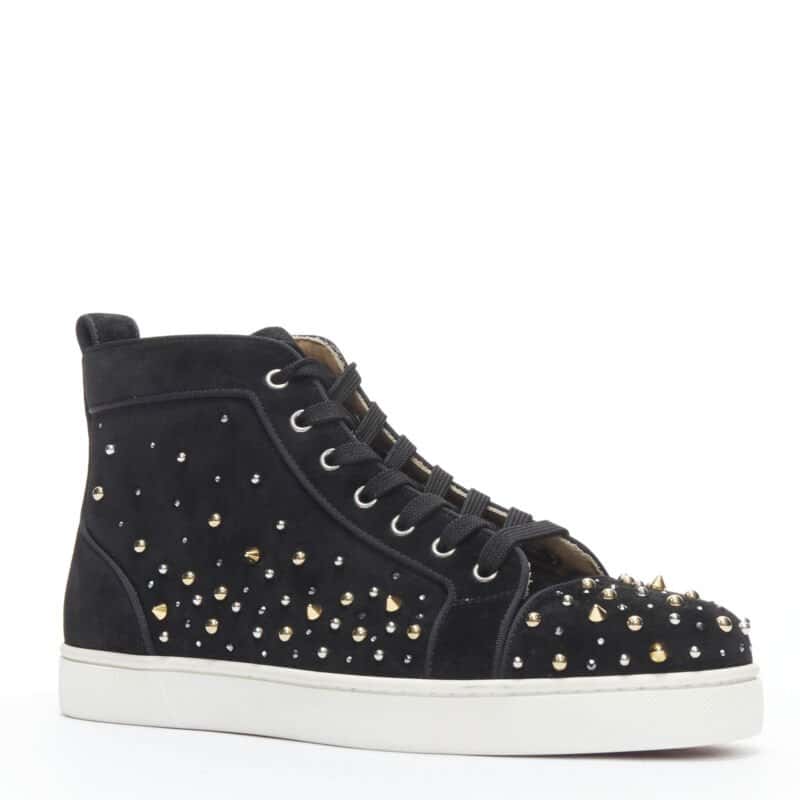 Christian Louboutin Spike Crystal Sneakers Black Suede Very good condition - Back View