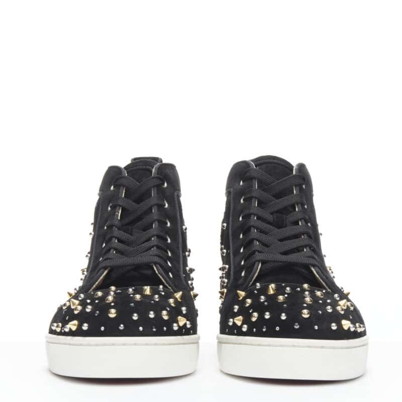 Christian Louboutin Spike Crystal Sneakers Black Suede Very good condition - Inside View
