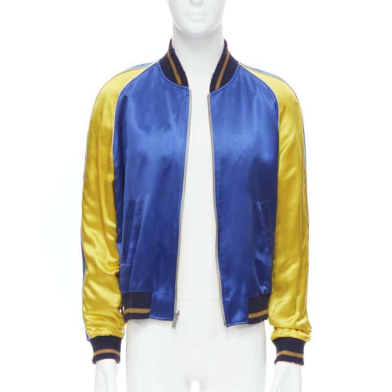 Saint Laurent Yellow Satin Bomber Yellow Polyester Never worn, with tag - Inside View