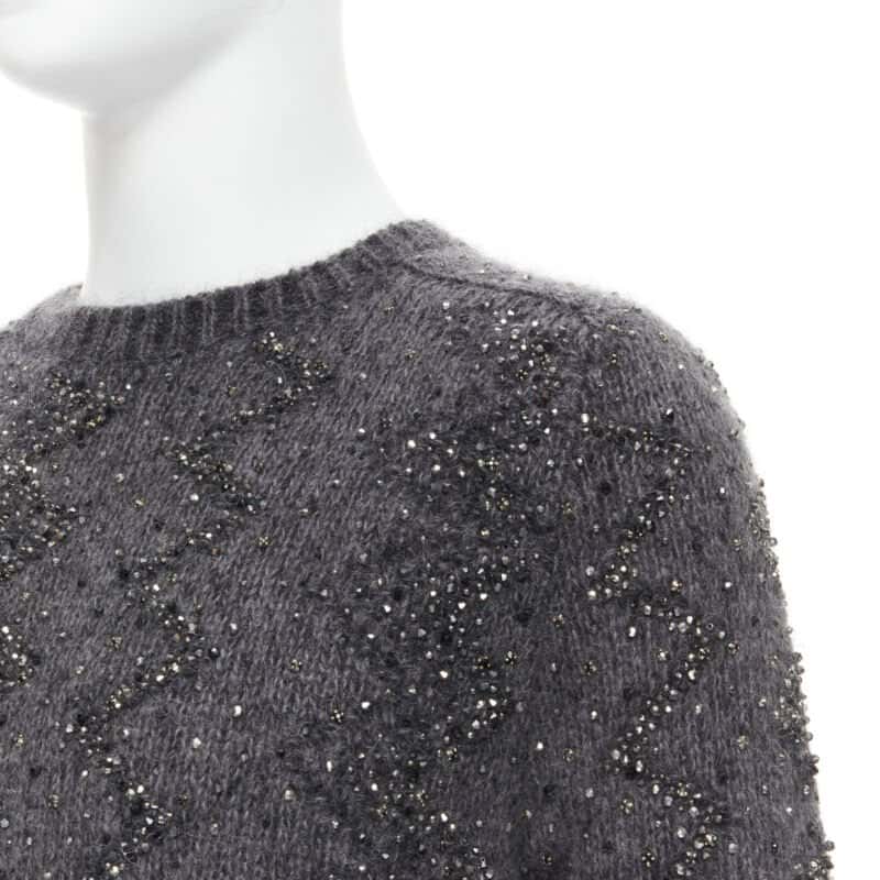 Saint Laurent Rhinestone Wool Sweater Grey Wool Never worn, with tag - Back View