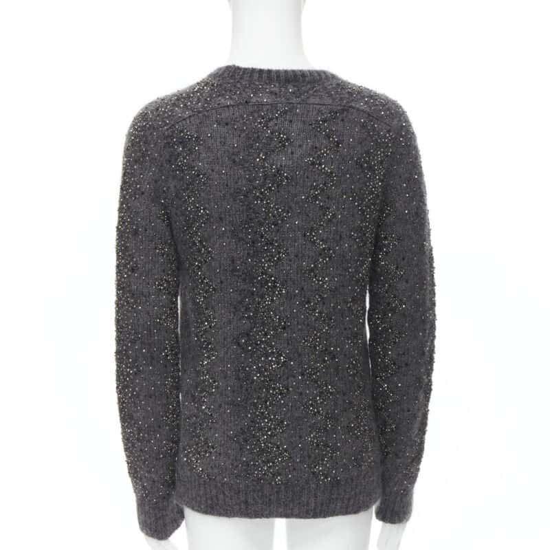 Saint Laurent Rhinestone Wool Sweater Grey Wool Never worn, with tag - Box View