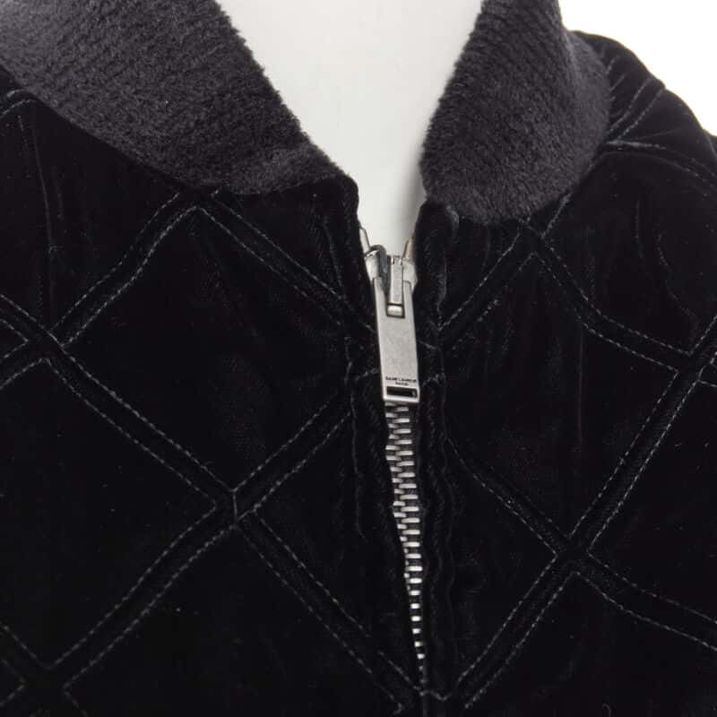 Saint Laurent Black Diamond Bomber Black Velvet Never worn, with tag - Back View