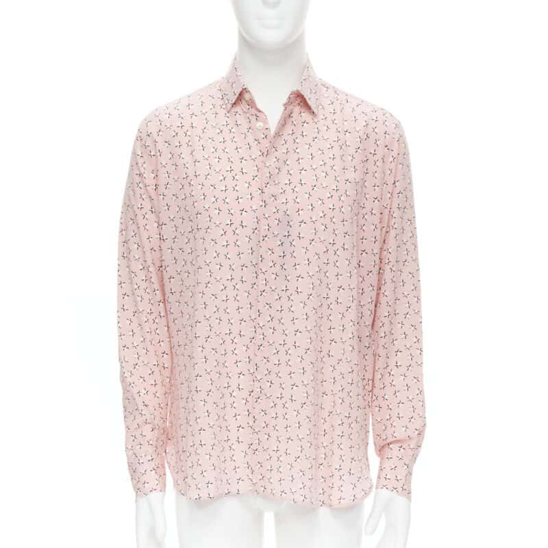 Saint Laurent Star print silk shirt Pink Silk Never worn, with tag - Front View