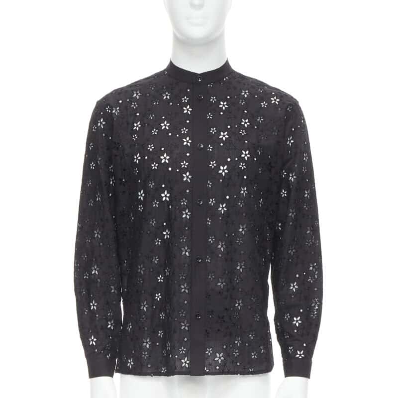 Saint Laurent Star Embroidery Shirt Black Wool Never worn, with tag - Front View