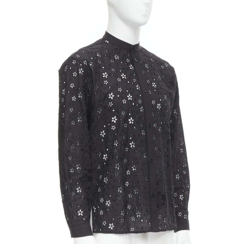 Saint Laurent Star Embroidery Shirt Black Wool Never worn, with tag - Inside View