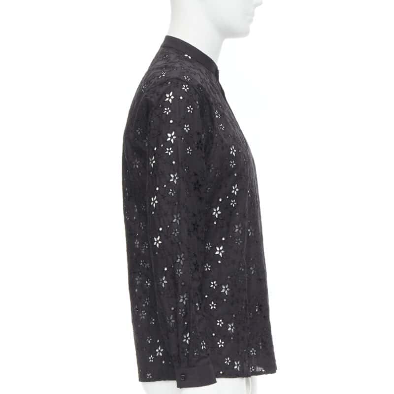 Saint Laurent Star Embroidery Shirt Black Wool Never worn, with tag - Model View