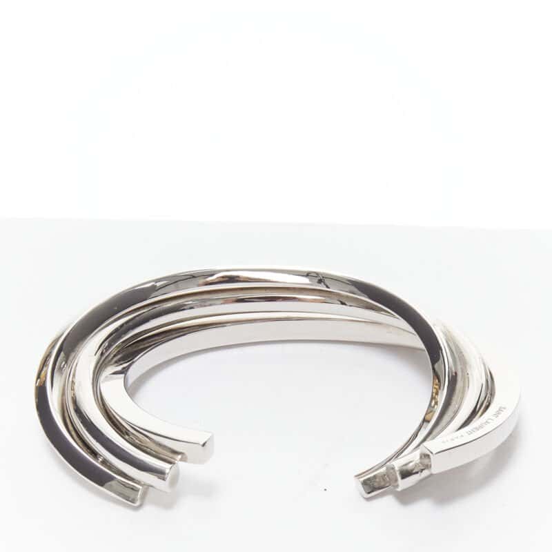 Saint Laurent Triple twist cuff Silver Metal Very good condition - Back View