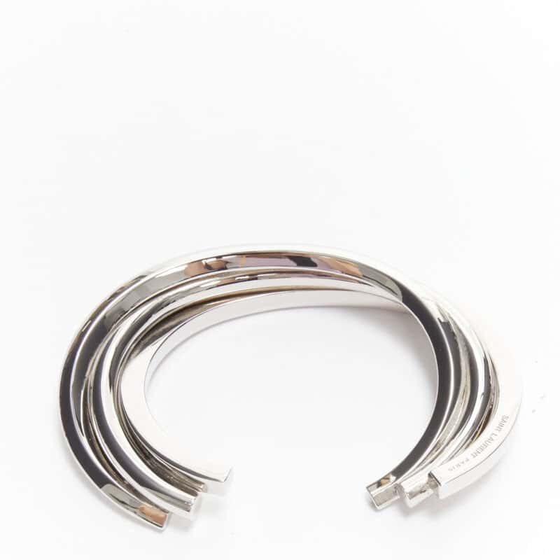 Saint Laurent Triple twist cuff Silver Metal Very good condition - Inside View