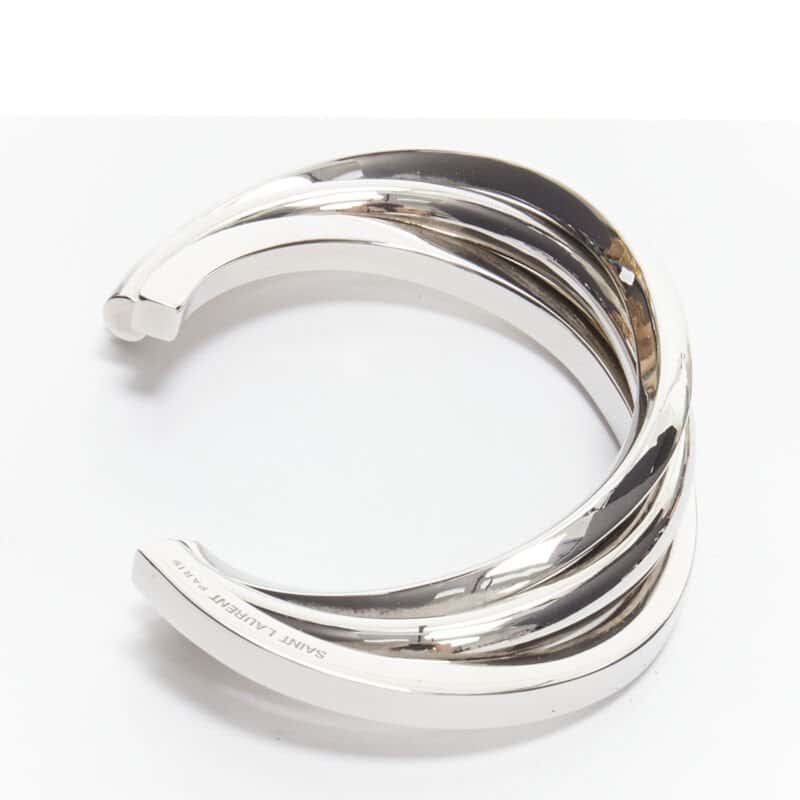 Saint Laurent Triple twist cuff Silver Metal Very good condition - Box View