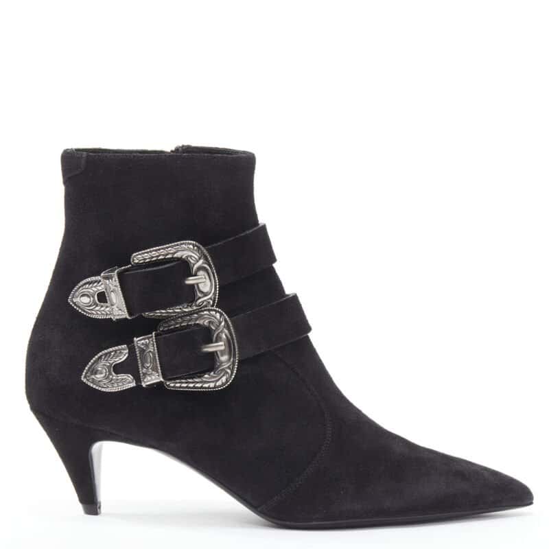 Saint Laurent Lug Sole Platform Boots Black Suede Very good condition - Front View