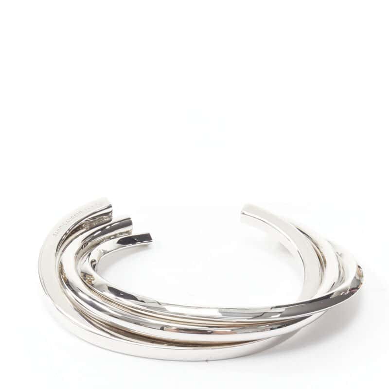 Saint Laurent Silver Triple Twist Cuff Silver Metal Very good condition - Front View