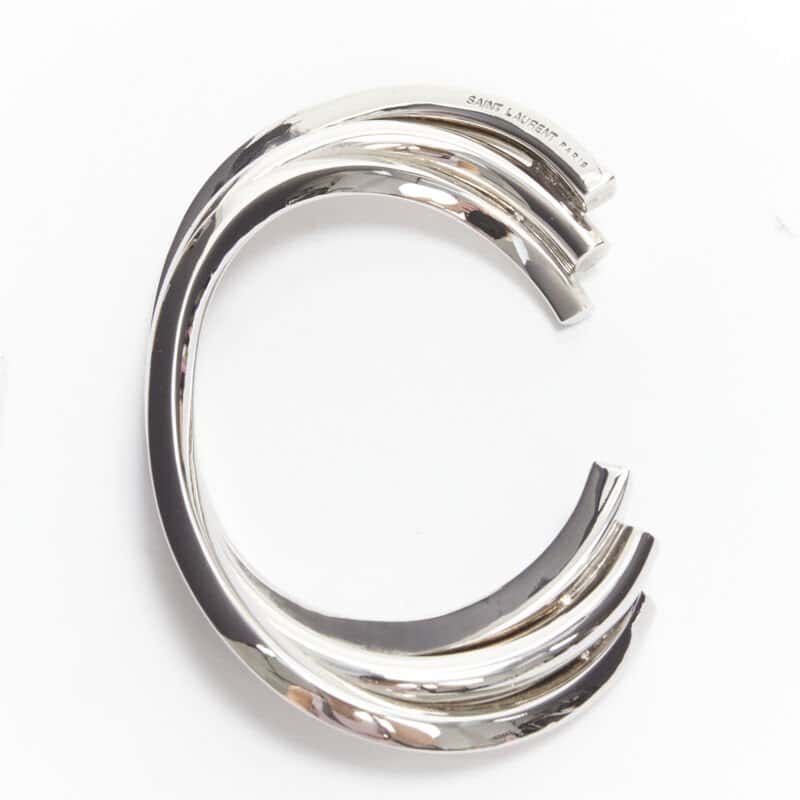 Saint Laurent Silver Triple Twist Cuff Silver Metal Very good condition - Model View