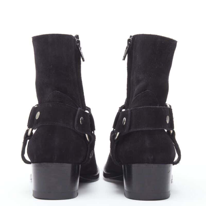 Saint Laurent Buckle Thigh High Boots Black Suede Very good condition - Box View