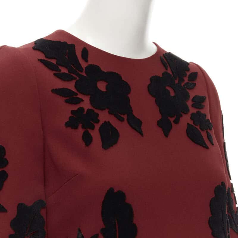 Dolce & Gabbana Floral Velvet Dress Red Never worn - Back View