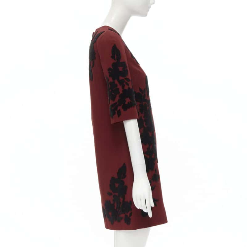 Dolce & Gabbana Floral Velvet Dress Red Never worn - Box View