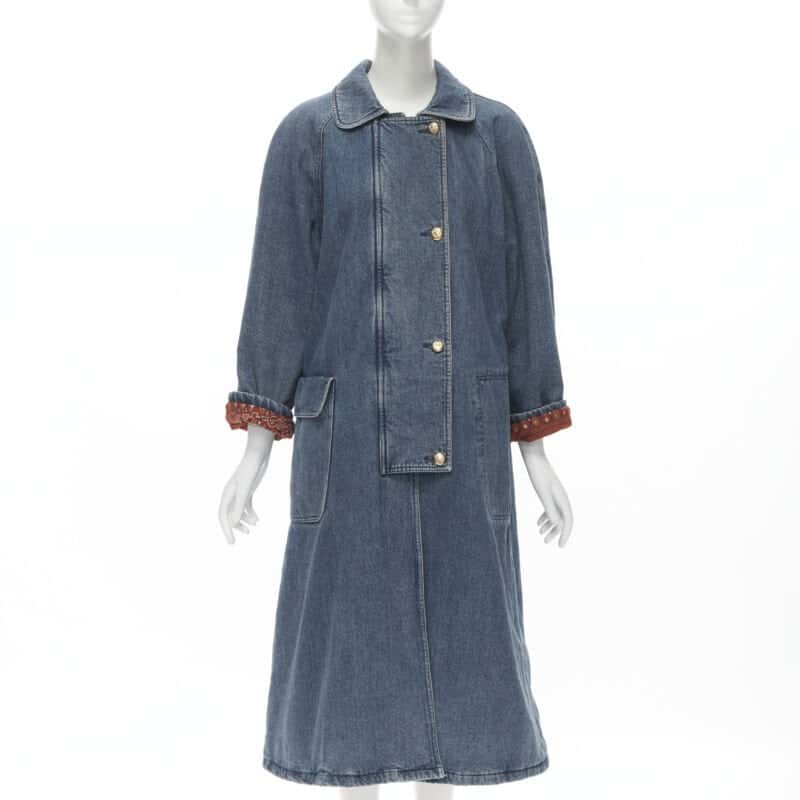 Moschino Blue Paisley Coat Blue Very good condition - Front View