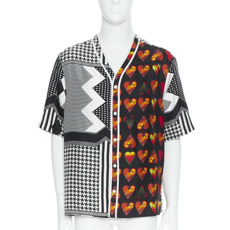 Versace Chevron Print Shirt Red Silk Never worn, with tag - Inside View