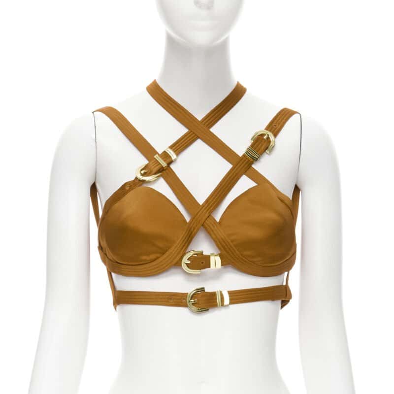 Versace Bondage Bra Orange Silk Never worn, with tag - Front View