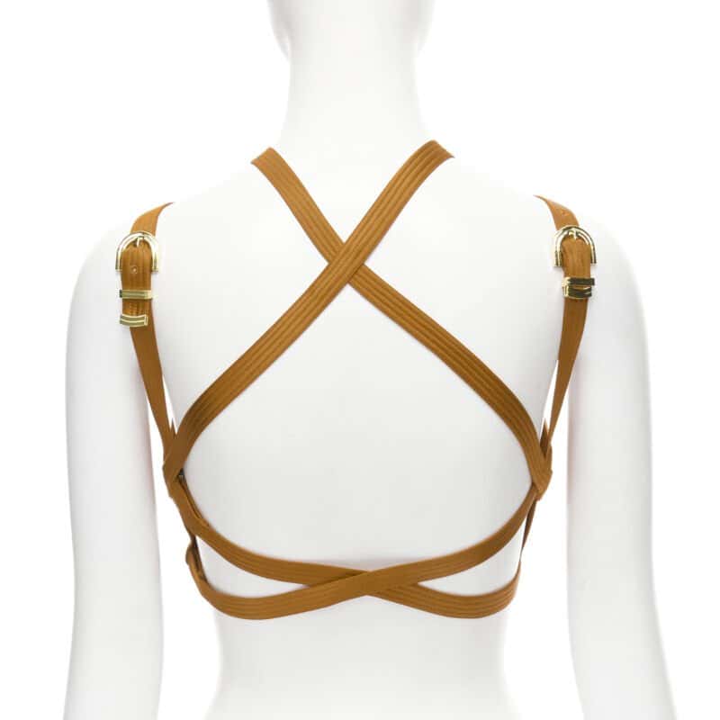 Versace Bondage Bra Orange Silk Never worn, with tag - Model View