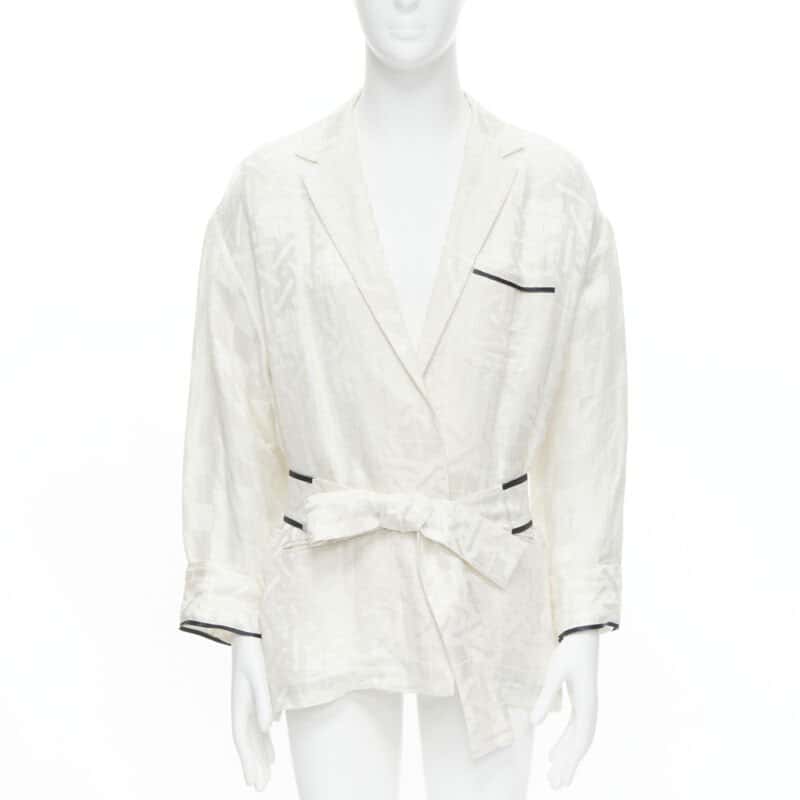 Haider Ackermann Jacquard Robe Shirt White Linen Very good condition - Front View