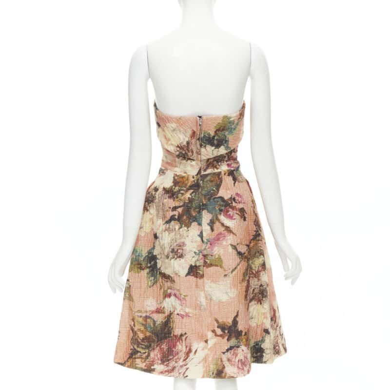 Dolce & Gabbana Rose Cloque Dress Pink Wool Never worn - Box View