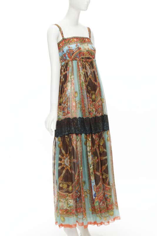 Dolce & Gabbana Carretto Lace Dress MultiColor Silk Never worn - Inside View