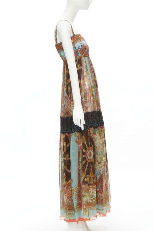 Dolce & Gabbana Carretto Lace Dress MultiColor Silk Never worn - Model View