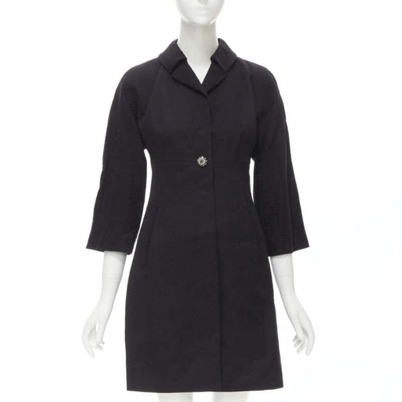 Dolce & Gabbana Black Crystal Coat Black Cotton Never worn - Front View