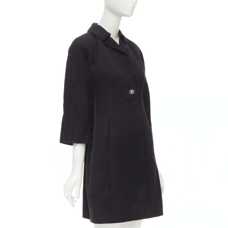 Dolce & Gabbana Black Crystal Coat Black Cotton Never worn - Model View