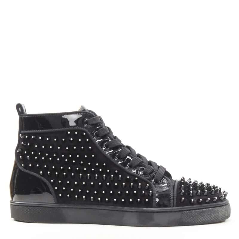 Christian Louboutin Velvet Spike Sneakers Black Polyester Very good condition - Front View